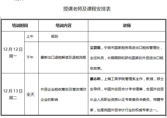 关于举办出口退税相关政策解读及实务操作研修班的通知